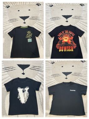 4 pieces of Kids Black Graphic Sports Tees
